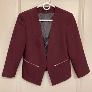 Express Burgundy Stretch Cropped 3/4 Blazer